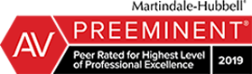 AV | Preeminent | Peer Rated for Highest Level of Professional Excellence | 2019